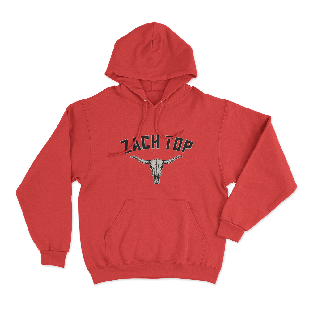 Zach Top Longhorn Skull Unisex Hoodie Red Zach Top Longhorn Skull Unisex Hoodie Red