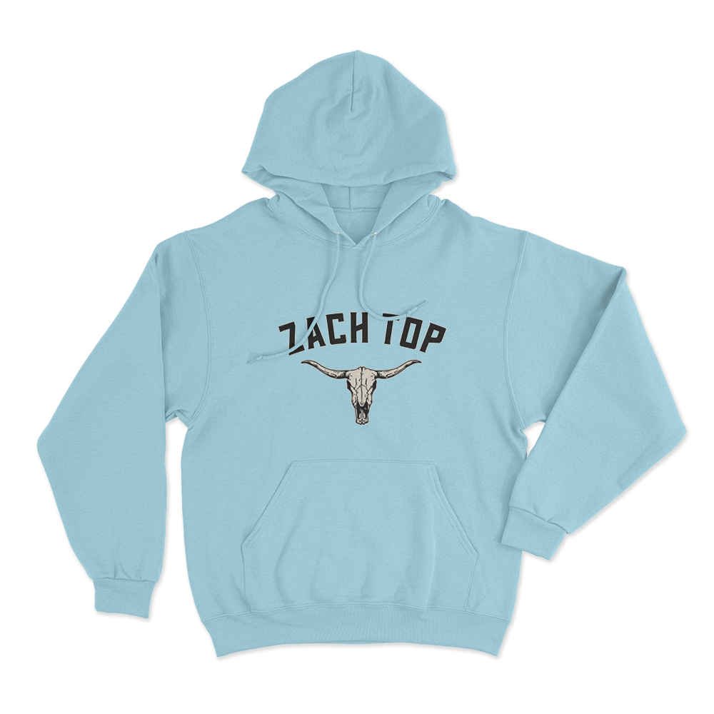 Zach Top Longhorn Skull Unisex Hoodie Sky Blue Zach Top Longhorn Skull Unisex Hoodie Sky Blue