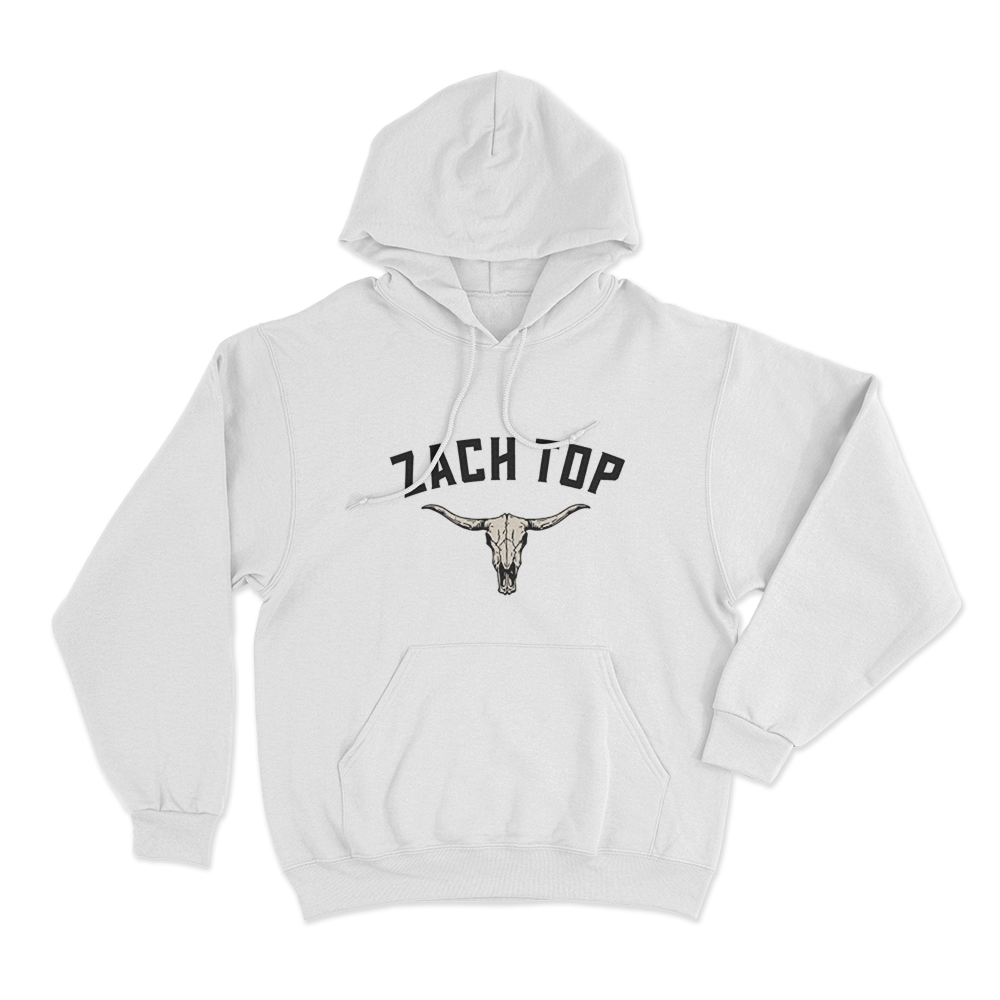 Zach Top Longhorn Skull Unisex Hoodie White Zach Top Longhorn Skull Unisex Hoodie White